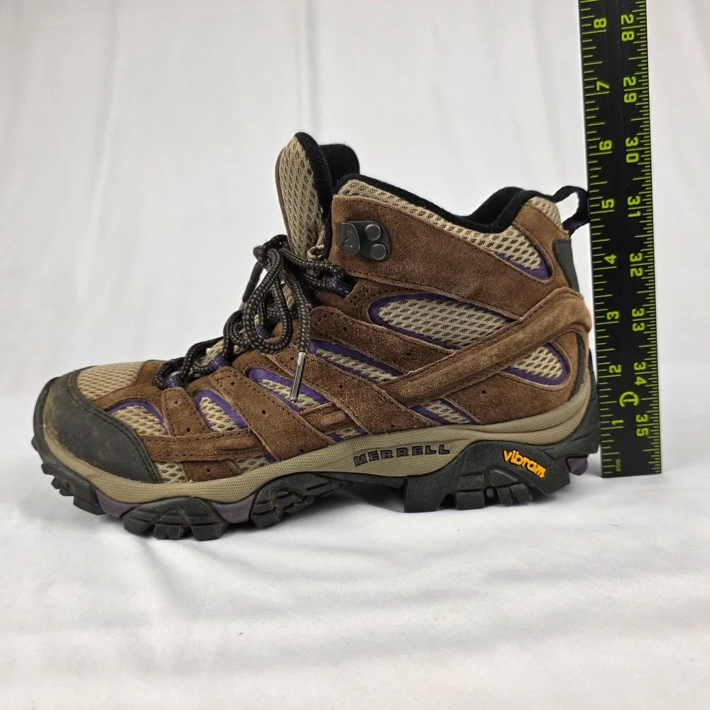 Merrell Womens Hiking Boots Waterproof Bracken Purple Size 8.5‎ Vibram Sole